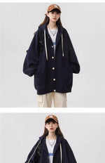 2色展開｜ドロップショルダー 前ボタンカーディガン