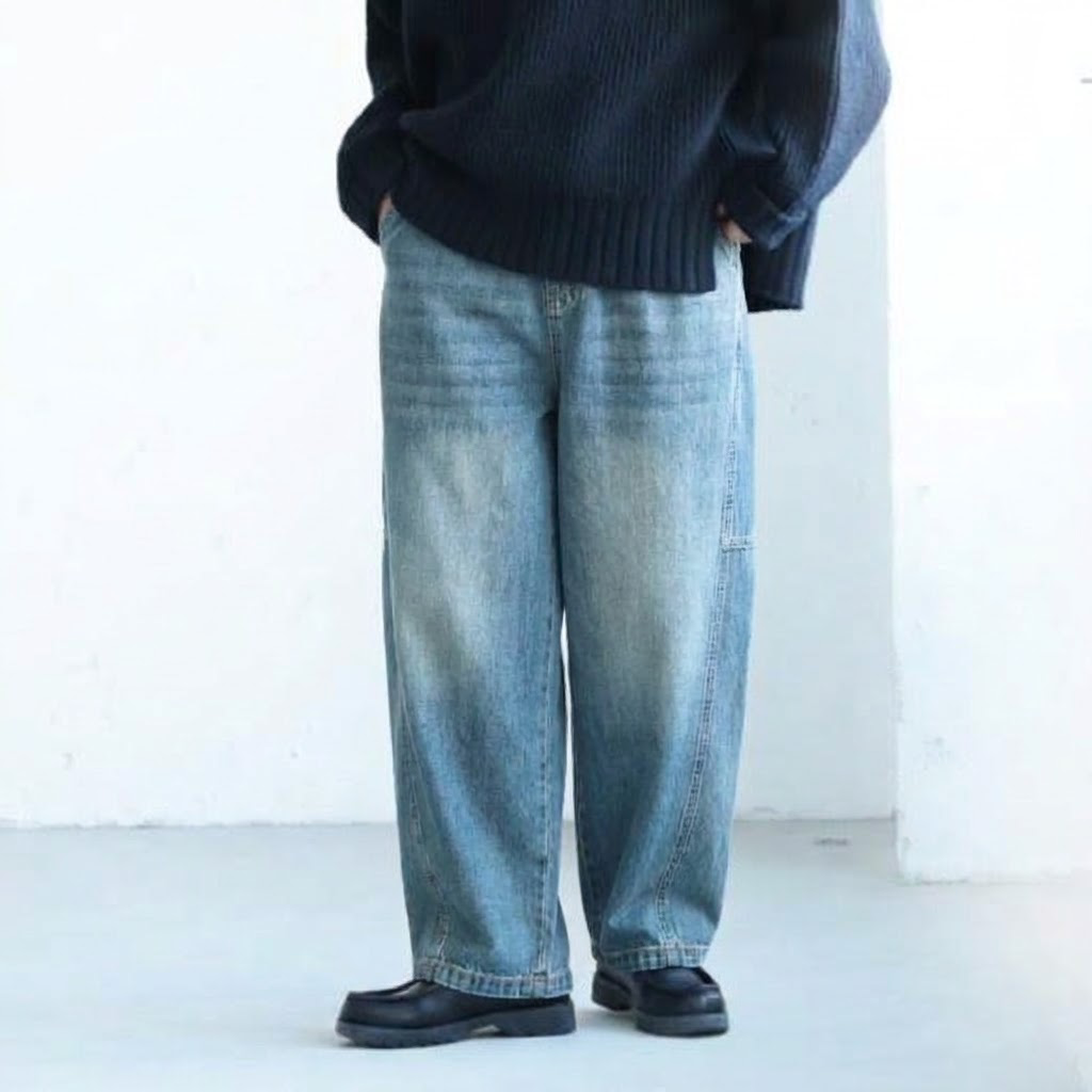 2色展開｜ハイウエスト ワイドデニムパンツ