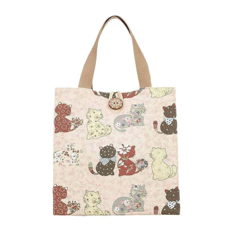 猫柄・蝶柄 キャンバストートバッグ