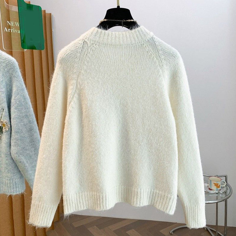 3色展開｜花刺繍 前ボタン長袖カーディガン
