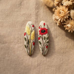 アヒル＆フラワー刺繍 ヘアピン