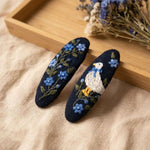 アヒル＆フラワー刺繍 ヘアピン
