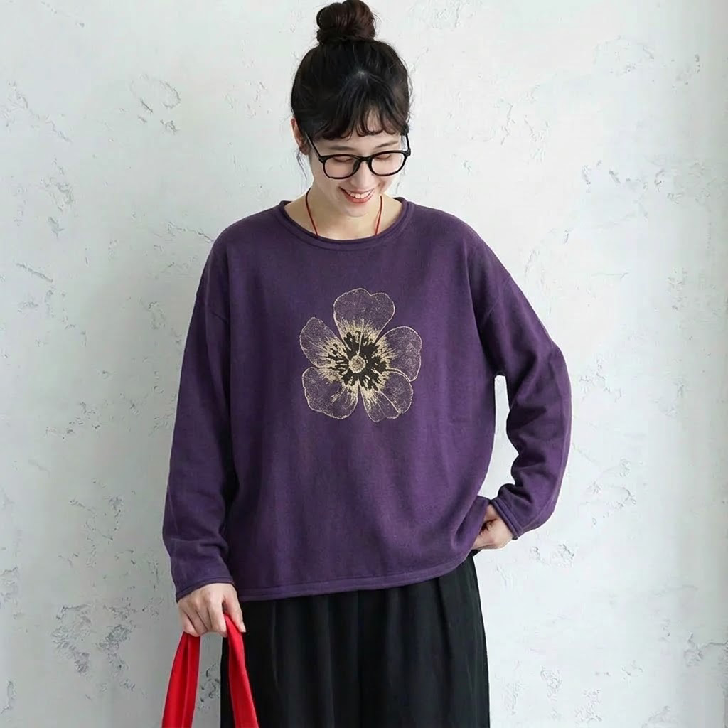 6色展開｜花柄プリント 長袖Tシャツ