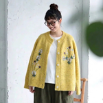 3色展開｜花刺繍 前ボタン長袖カーディガン