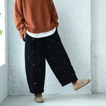 コーデュロイ ハート刺繍 ワイドパンツ