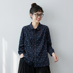 3色展開｜花柄プリント 襟付き長袖シャツ