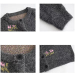 3色展開｜花刺繍 ゆったりニットカーディガン
