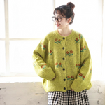 3色展開｜花刺繍 ゆったりニットカーディガン