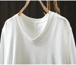 Vネック 無地長袖Tシャツ