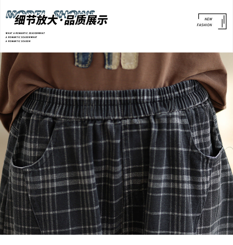2色展開｜チェック柄 ワイドデニムパンツ