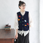 3色展開｜花刺繍 Vネックニットベスト