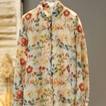 レトロ花柄 シャツカラーブラウス