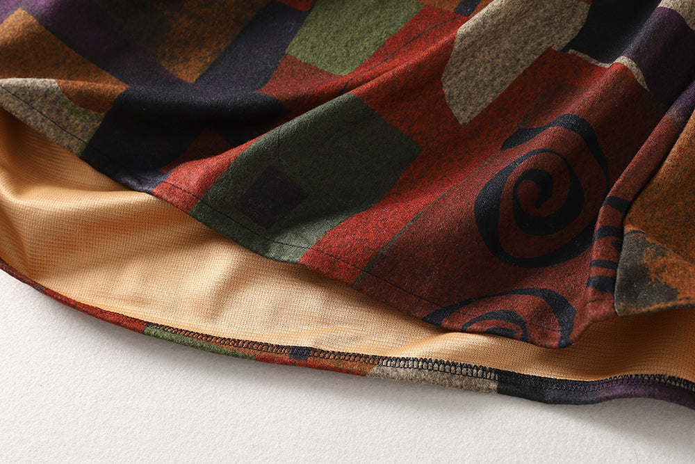 レトロプリント Aラインロングワンピース