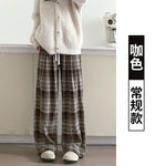 チェック柄 ストレートワイドパンツ 通常・裏起毛