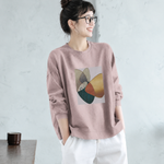 幾何学プリント クルーネック長袖Tシャツ