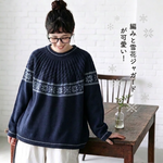 S-XL 新商品をピックアップ！幾何模様 レトロ 長袖 ラウンドネック ニットセーター-レッド-XL