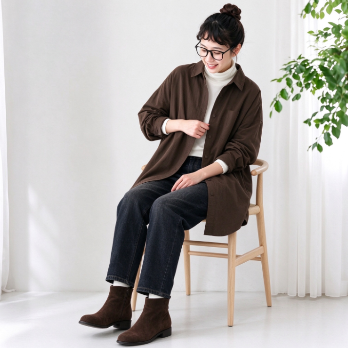 コーデュロイ ドロップショルダー長袖シャツ