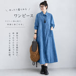 M-2XL 長袖 無地 体型カバー ポケット付き ボタン きれいめ カジュアル シャツワンピース-ブラック-2XL