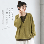F 切り替え 配色 長袖  可愛くて繊細な ニット Tシャツ-ブルー-フリー
