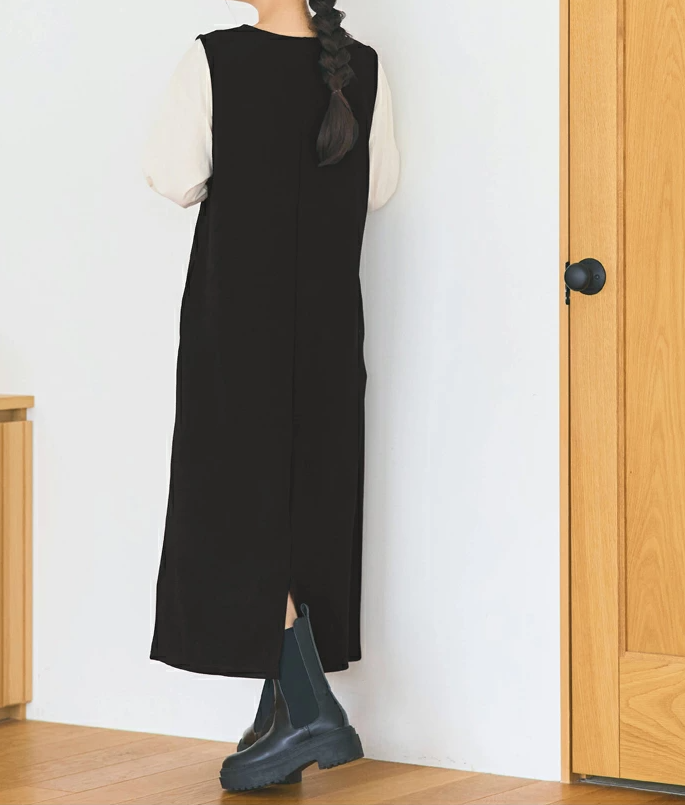 ノースリーブ ストレートロングワンピース