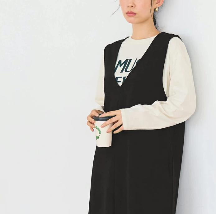ノースリーブ ストレートロングワンピース