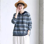 フード付き ドローコードニットプルオーバー