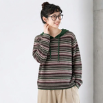 フード付き ドローコードニットプルオーバー