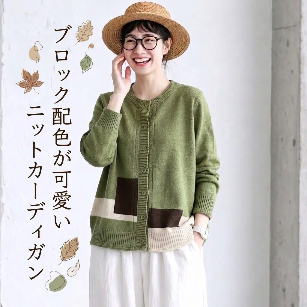 「着回しのコツ」  長袖 幾何模様 配色 シングルブレスト 森ガール カーディガン-オレンジ-フリー