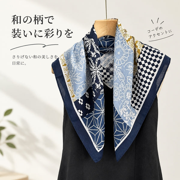好評発売中フリーサイズ 花模様 幾何模様 チェック柄 ギャル風 マフラー-レッドブラウン-フリー