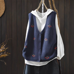 さくらんぼ刺繍 Vネックニットベスト