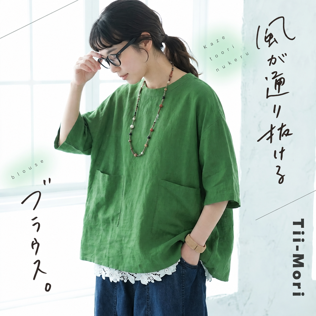 L-2XL ゆるシルエットリネンプルオーバー｜在宅・カフェタイム-ホワイト-2XL