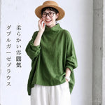 5色展開｜ダブルガーゼ ハイネック長袖ブラウス