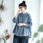 M～4XL コットン 刺繍 長袖 シャツ
