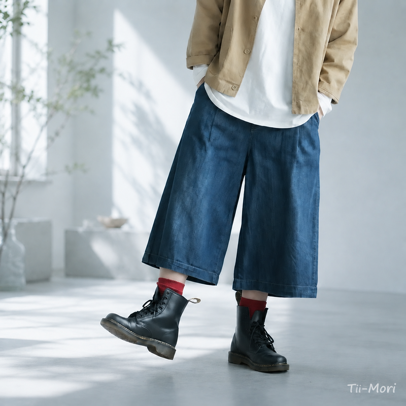 L～4XL 薄手デニム ハイウエスト 無地 ポケット付き デニムパンツ