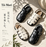 ラウンドトゥ カットワーク サンダル
