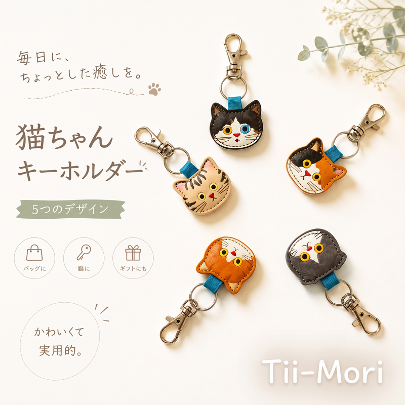 テクスチャ 可愛い猫ちゃん バッグチャーム／キーホルダー