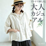綿麻 フード付き レトロ ジャケット