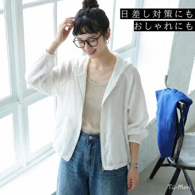 無地 フード付き 長袖 日焼け止め服
