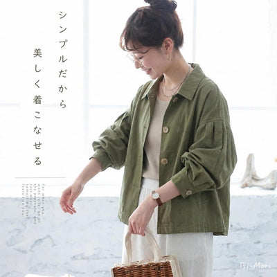 コットン M～4XL ボタン 無地 長袖 ジャケット