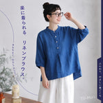 M～4XL レトロ ボタン ポケット付き スタンドネック シャツ