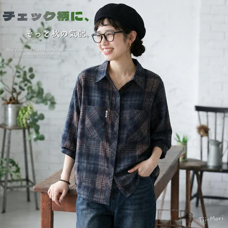 L～5XL チェック柄 オーバーサイズシャツ