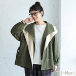M～4XL 重ね着風 フード付き 配色 ジャケット