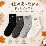 ドット柄 リボンモチーフ ミッドソックス