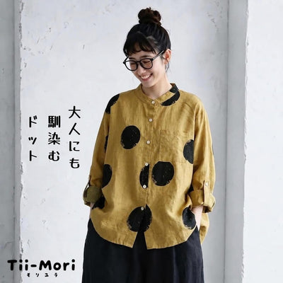 XS～5XL ドット柄 プリント ノーマルスリーブ 長袖 シャツ
