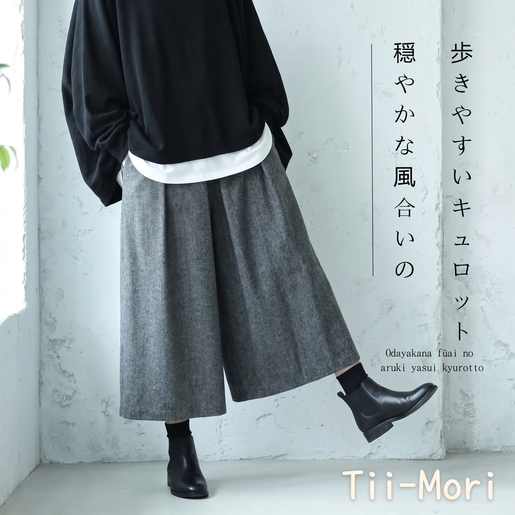 プリーツ アンクル丈ワイドキュロット