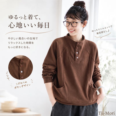 M～5XL フリーサイズ ハイネック ハーフボタン ポケット付き 長袖パーカー