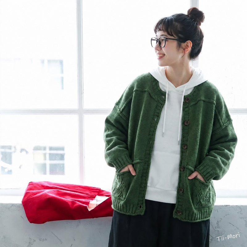 M～4XL 長袖 カーディガン