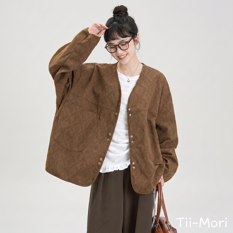 M～4XL 花柄 総柄 長袖 カーディガン