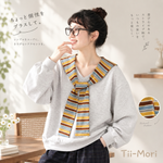 配色 長袖 セーラー襟 Tシャツ