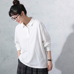 S～4XL ポロ襟 長袖トップス